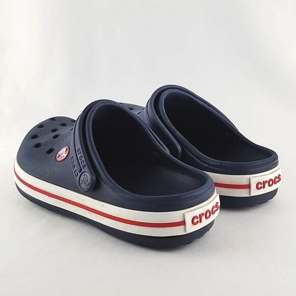 CROCS Unisex Juniors Clog Navy Sports Sandals Dark Blue Red Size 3 - Picture 5 of 16